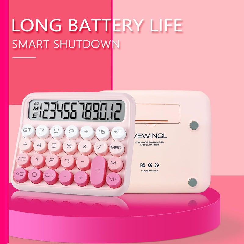 VEWINGL Mechanical Switch Calculator, 12 Digit Large LCD Display and Buttons, Great for Everyday Life and Basic Office Work, with Battery - Image 5